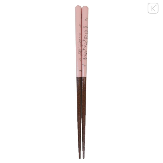 Japan Sanrio Natural Wood Chopsticks 21cm - Hello Kitty & Hello Mimmy : Pink - 1