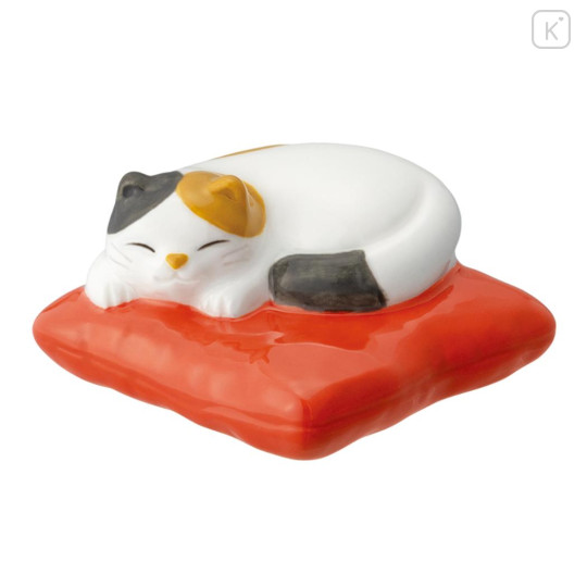 Japan Decole Porcelain Chopstick Rest - Calico Cat Sleeping - 1