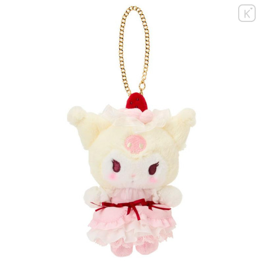 Japan Sanrio Original Mascot Bag Charm - Kuromi : Strawberry Whipped Cake - 1