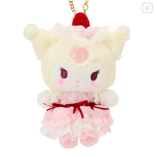 Japan Sanrio Original Mascot Bag Charm - Kuromi : Strawberry Whipped Cake - 2