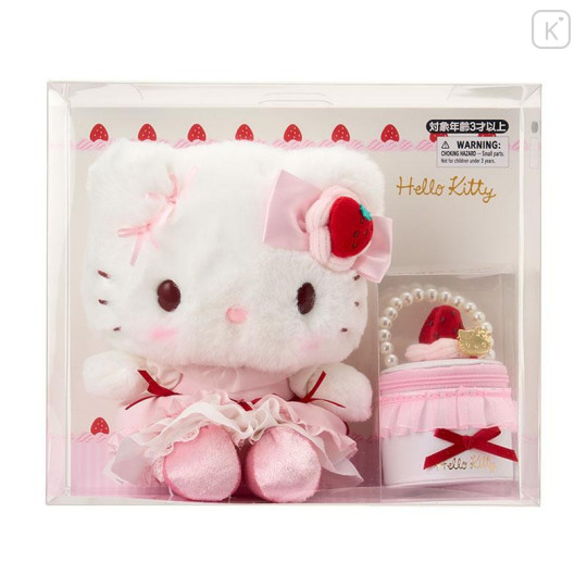Japan Sanrio Original Plush Toy & Accessory Case Set - Hello Kitty : Strawberry Whipped Cake - 1