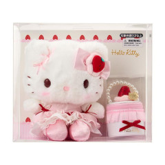 Japan Sanrio Original Plush Toy & Accessory Case Set - Hello Kitty : Strawberry Whipped Cake