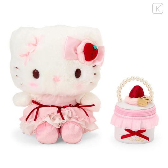 Japan Sanrio Original Plush Toy & Accessory Case Set - Hello Kitty : Strawberry Whipped Cake - 2