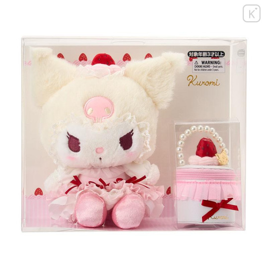 Japan Sanrio Original Plush Toy & Accessory Case Set - Kuromi : Strawberry Whipped Cake - 1