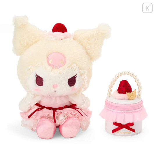 Japan Sanrio Original Plush Toy & Accessory Case Set - Kuromi : Strawberry Whipped Cake - 2