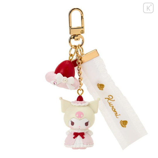 Japan Sanrio Original Mascot Keychain - Kuromi : Strawberry Whipped Cake - 1