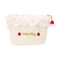 Japan Sanrio Original Frill Cosmetic Pouch - Hello Kitty : Strawberry Whipped Cake - 2