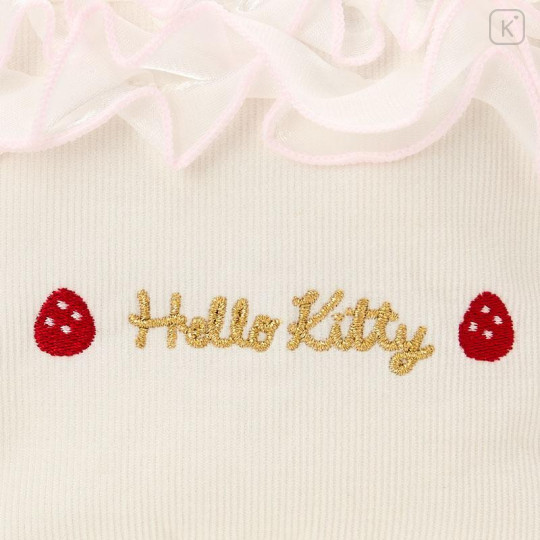 Japan Sanrio Original Frill Cosmetic Pouch - Hello Kitty : Strawberry Whipped Cake - 5