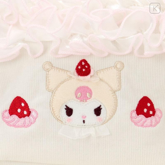 Japan Sanrio Original Frill Cosmetic Pouch - Kuromi : Strawberry Whipped Cake - 4