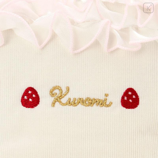 Japan Sanrio Original Frill Cosmetic Pouch - Kuromi : Strawberry Whipped Cake - 5