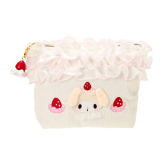 Japan Sanrio Original Frill Cosmetic Pouch - My Melody : Strawberry Whipped Cake