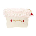 Japan Sanrio Original Frill Cosmetic Pouch - My Melody : Strawberry Whipped Cake - 2