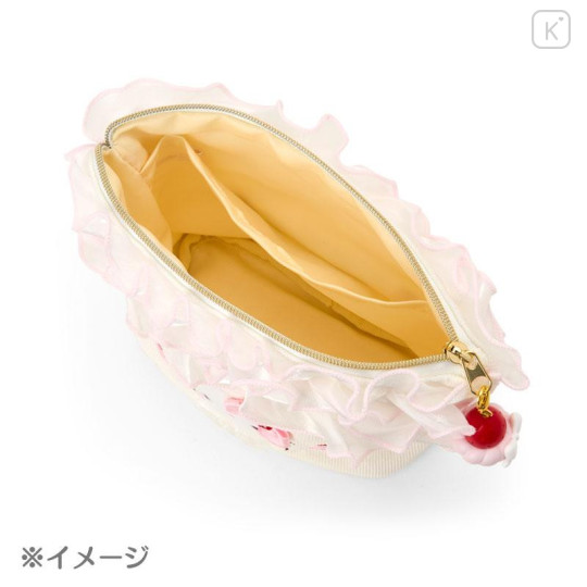 Japan Sanrio Original Frill Cosmetic Pouch - My Melody : Strawberry Whipped Cake - 3