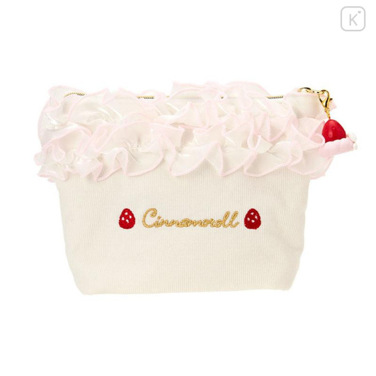 Japan Sanrio Original Frill Cosmetic Pouch - Cinnamoroll : Strawberry Whipped Cake - 2