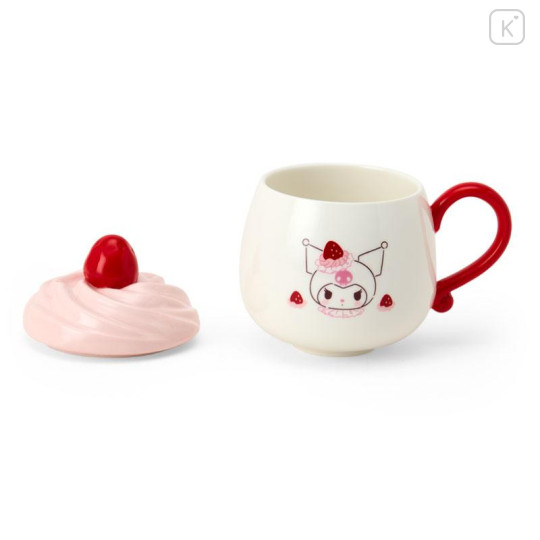 Japan Sanrio Original 3D Porcelain Mug - Kuromi : Strawberry Whipped Cake - 4