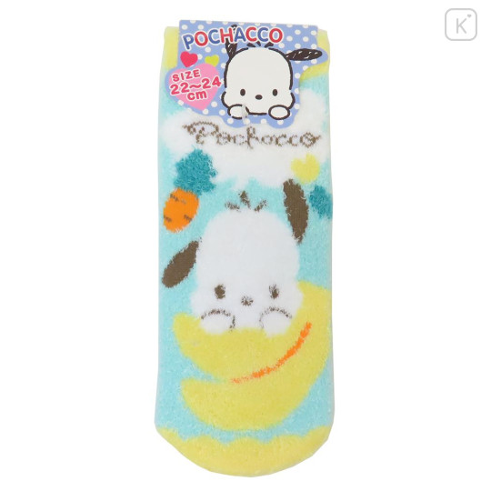 Japan Sanrio Fluffy Socks - Pochacco : Banana Blue - 1