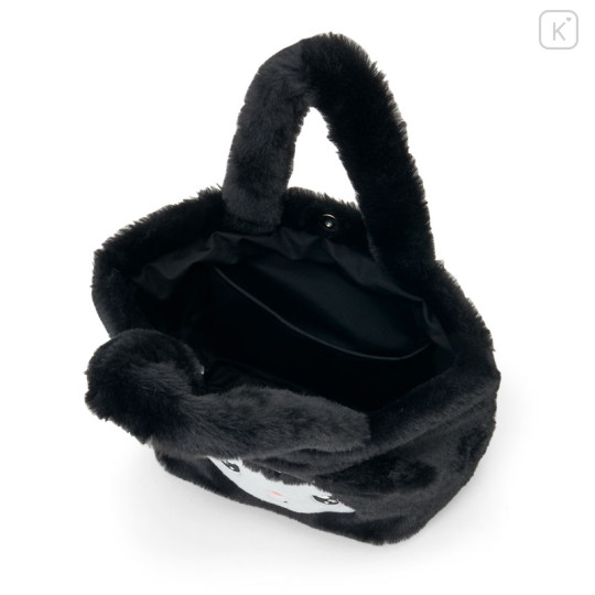 Japan Sanrio Fluffy Fur Handbag - Kuromi : Heart Eyes B - 3