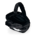 Japan Sanrio Fluffy Fur Handbag - Kuromi : Heart Eyes B - 3