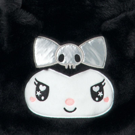 Japan Sanrio Fluffy Fur Handbag - Kuromi : Heart Eyes B - 4