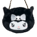 Japan Sanrio Plush Pochette Crossbody Shoulder Bag - Kuromi : Heart Eyes - 2