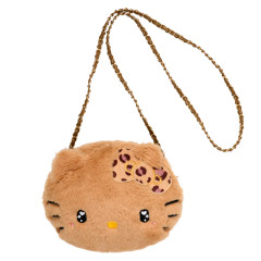 Japan Sanrio Plush Pochette Crossbody Shoulder Bag - Hello Kitty : Heart Eyes Tan Leopard