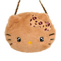 Japan Sanrio Plush Pochette Crossbody Shoulder Bag - Hello Kitty : Heart Eyes Tan Leopard - 2