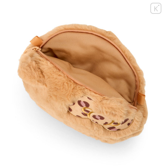 Japan Sanrio Plush Pochette Crossbody Shoulder Bag - Hello Kitty : Heart Eyes Tan Leopard - 3