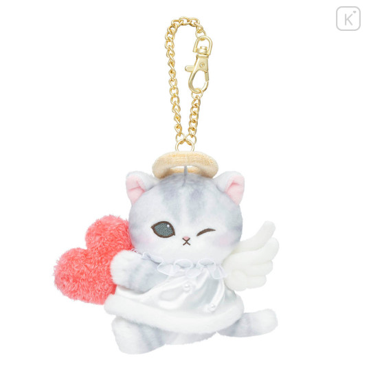 Japan Mofusand Mascot Holder Bag Charm - Cupid & Angel Cat Grey - 1