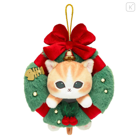 Japan Mofusand Plush Toy - Christmas Wreath Cat with Bell - 1