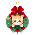 Japan Mofusand Plush Toy - Christmas Wreath Cat with Bell - 1