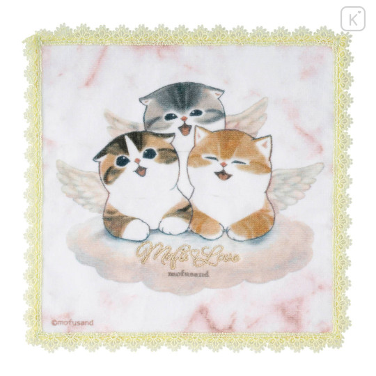 Japan Mofusand Mini Towel Handkerchief - Cupid & Angel Cat Sky Lace - 1