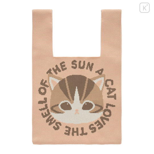 Japan Mofusand Jacquard Woven Tote Bag - Knit Cat Loves Smell Of The Sun Pink - 1