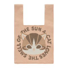 Japan Mofusand Jacquard Woven Tote Bag - Knit Cat Loves Smell Of The Sun Pink