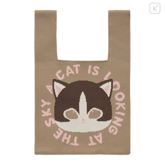 Japan Mofusand Jacquard Woven Tote Bag - Knit Cat Looking At The Sky - 1