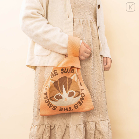 Japan Mofusand Jacquard Woven Tote Bag - Knit Cat Looking At The Sky - 3