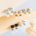Japan Mofusand Swinging Clip-on Earrings - Pearl Ribbon Cat White - 3