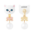 Japan Mofusand Swinging Clip-on Earrings - Pearl Ribbon Cat White - 6