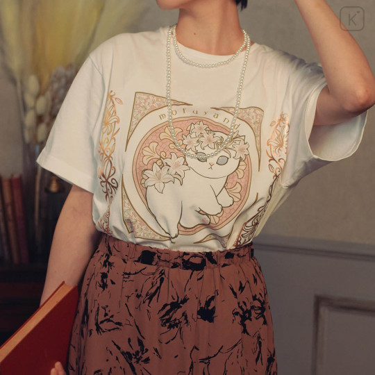 Japan Mofusand Art Nouveau T-shirt (L) - Flower Cat Lily - 4