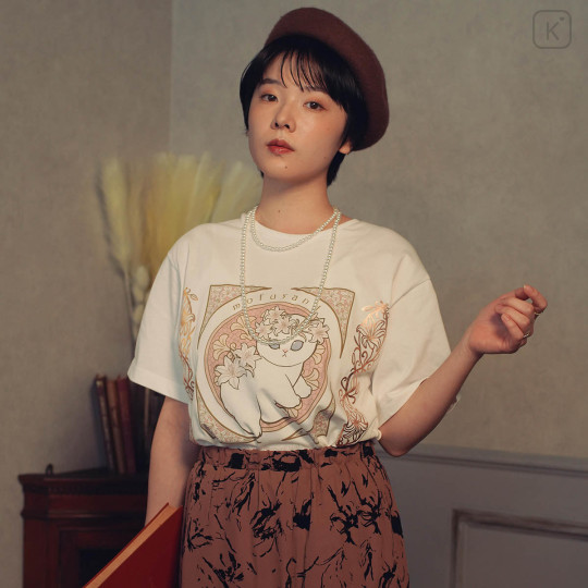 Japan Mofusand Art Nouveau T-shirt (XL) - Flower Cat Lily - 2