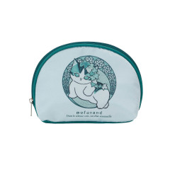 Japan Mofusand Round Cosmetic Pouch - Art Nouveau Flower Cat Ivy