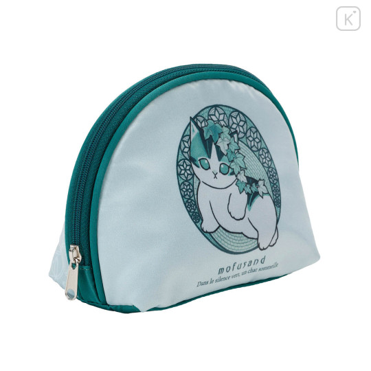 Japan Mofusand Round Cosmetic Pouch - Art Nouveau Flower Cat Ivy - 6