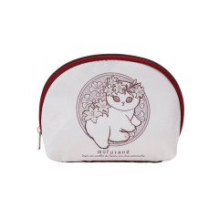 Japan Mofusand Round Cosmetic Pouch - Art Nouveau Flower Cat Lily