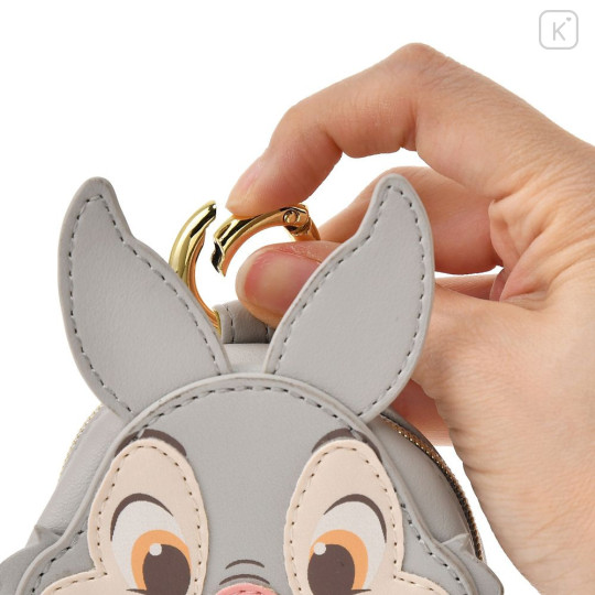 Japan Disney Store Mini Accessory Pouch with Carabiner - Bambi : Rabbit Thunder Face Holiday - 4