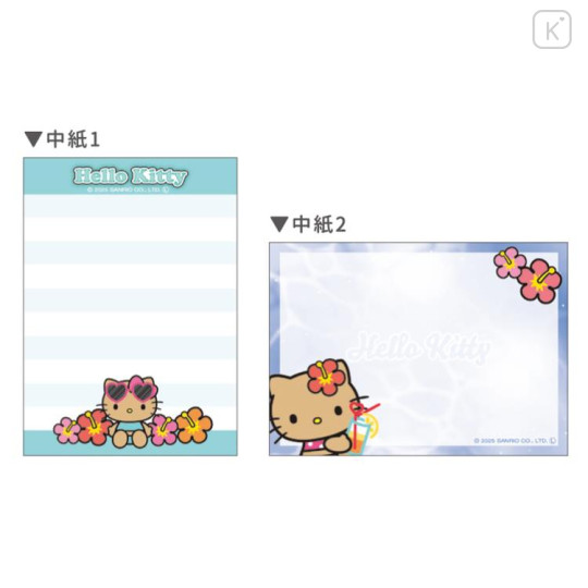Japan Sanrio Mini Notepad - Hello Kitty : Tan Swimsuit Party Ocean - 2