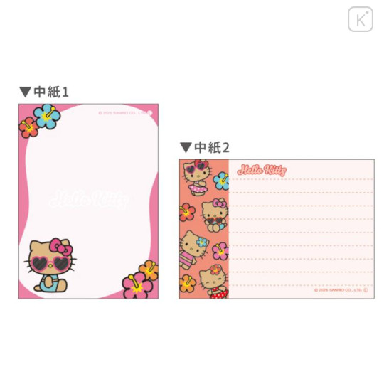 Japan Sanrio Mini Notepad - Hello Kitty : Tan Swimsuit Party Pink - 2
