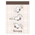 Japan Peanuts Mini Notepad - Snoopy & Woodstock : Light Brown Check - 1