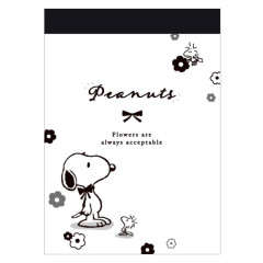 Japan Peanuts Mini Notepad - Snoopy & Woodstock : Monochrome Flower