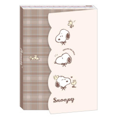Japan Peanuts A6 Notepad - Snoopy & Woodstock : Light Brown Check