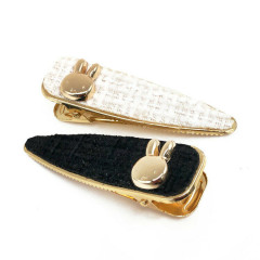 Japan Miffy Hair Clip Set - Miffy : Gold Black White Tweed
