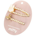Japan Miffy Hair Clip Set - Miffy : Gold Pearl Tweed - 3